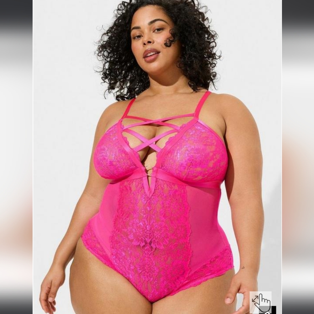 Torrid Pink Lace Bodysuit